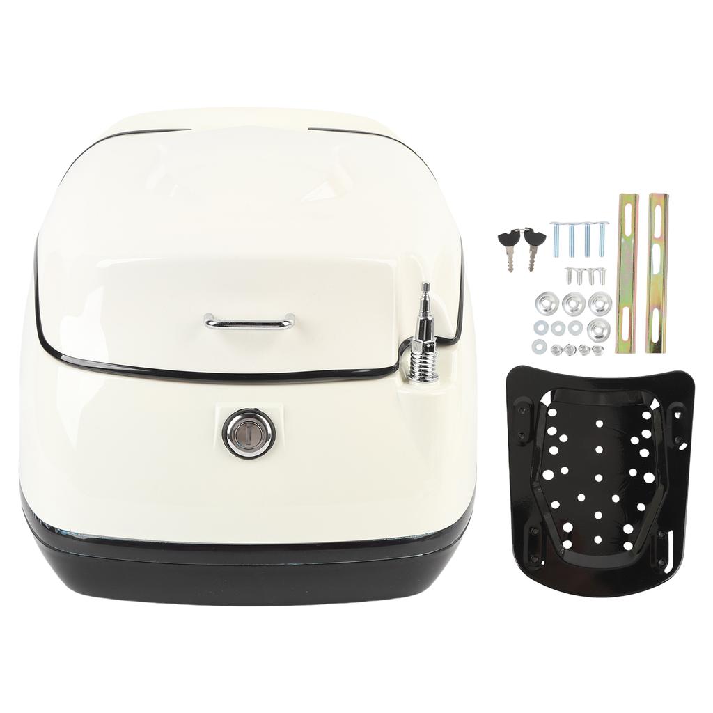 38L Motorcycle Top Box Waterproofing Universal Fit with Key Lock Base Plate Motorcycle Luggage Trunk Tail Storage