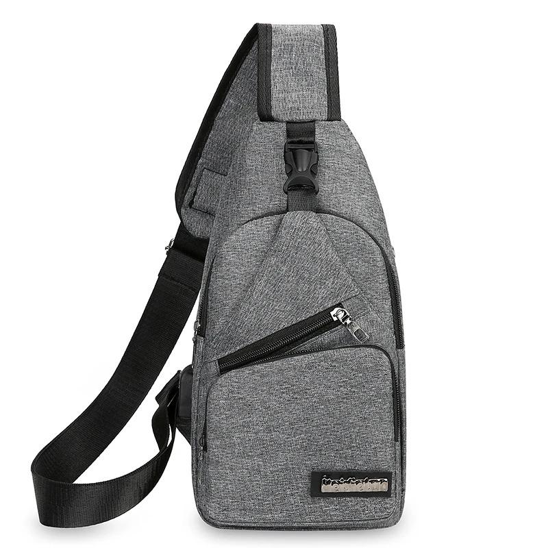 New Men'S Portable Usb Smart Chest Bag Crossbody Bag Canvas Lightweight Casual Men'S Bag