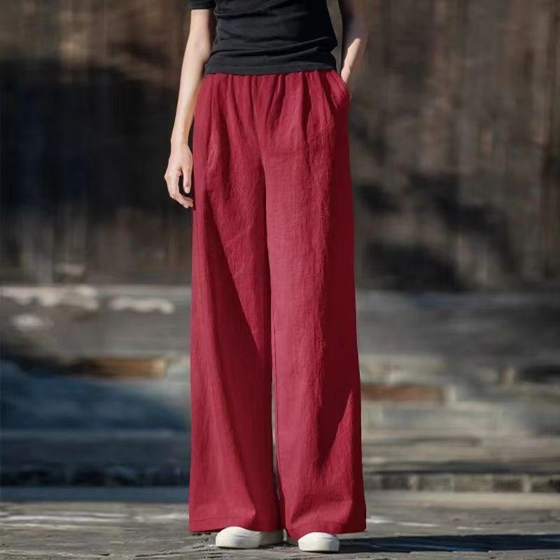 Women's Cotton-Linen Wide-Leg Pants, 2026 Spring/Summer Collection - Artistic and Versatile Long Casual Trousers