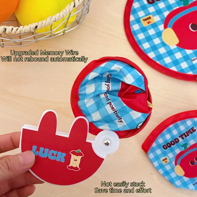 Ventilateur de groupe pliant mignon de dessin animé Plaque réfléchissante pour photographie en extérieur Mini ventilateur de poche rond pratique Ventilateur pliant portable