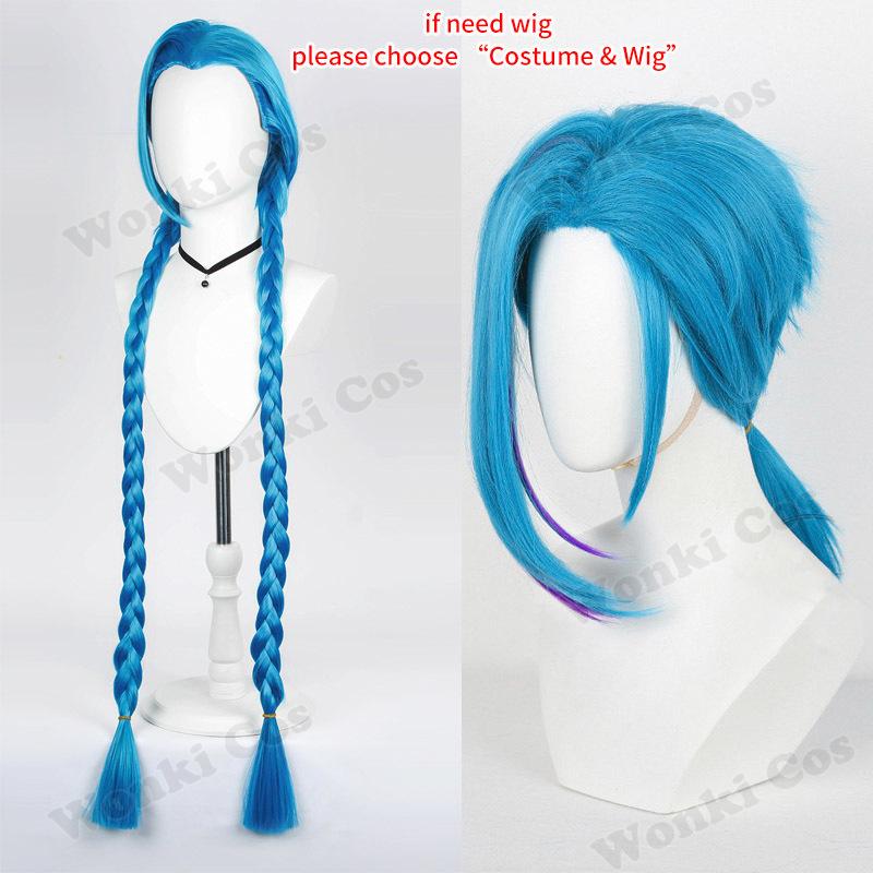 Arcane Jinx Cosplay Costume Wig Hair Anime Jinx Cosplay Shoes Boots For Girl Women Role Play Party Carnival Outfits