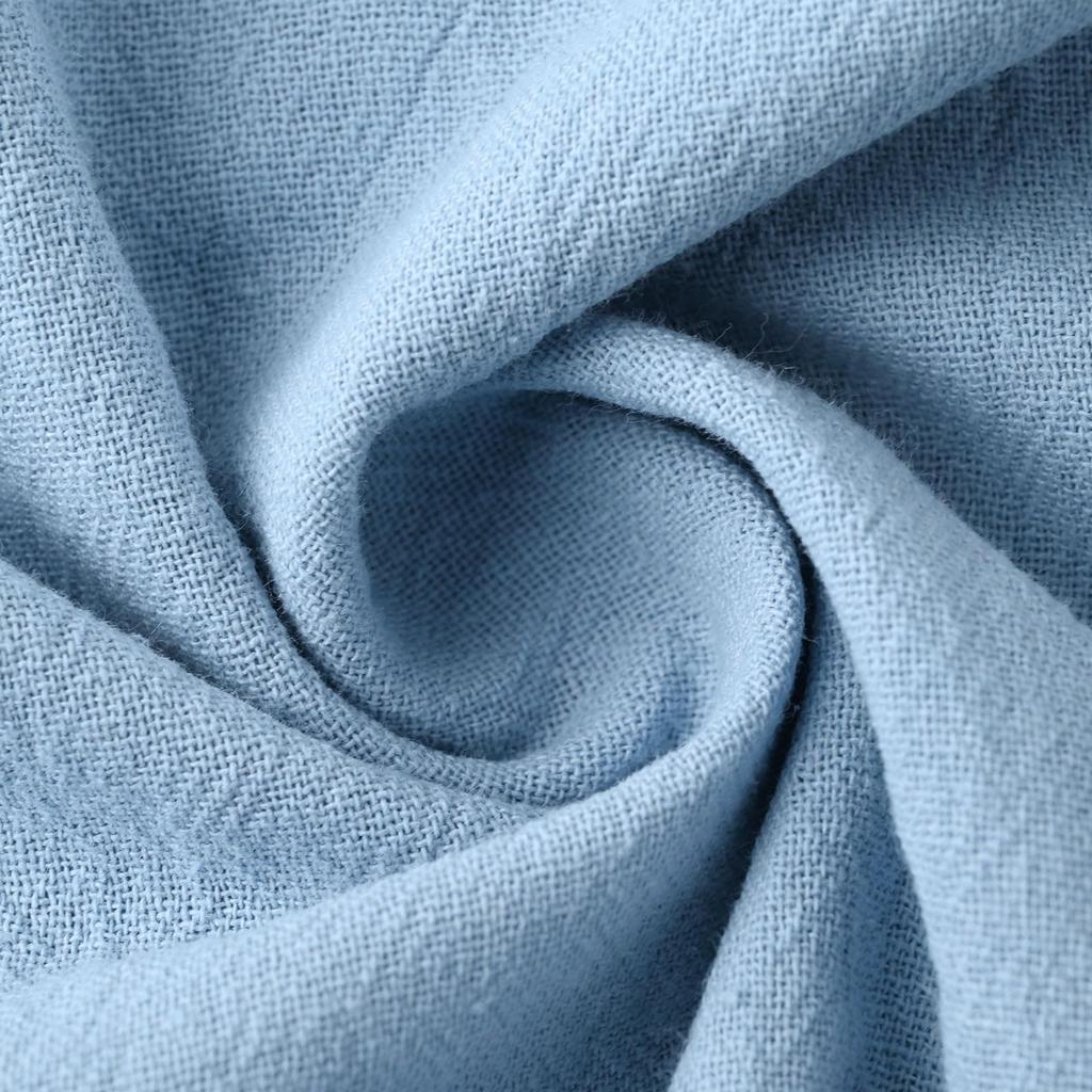 Damen Baumwolle Langarm Oberteile Lässiger Lockerer Schnitt V-Ausschnitt Leinenhemden