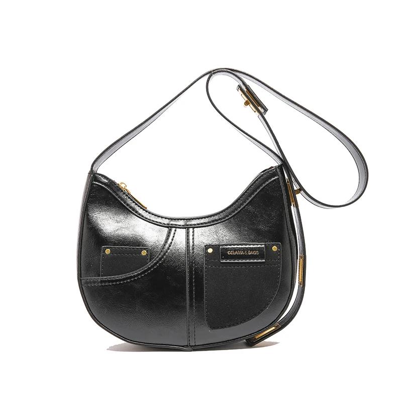 

Сумки через плечо из цельного ПУ полумесяца, высокое качество, чувство роскоши, дизайнерский стиль, индивидуальность, модные женские сумки через плечо