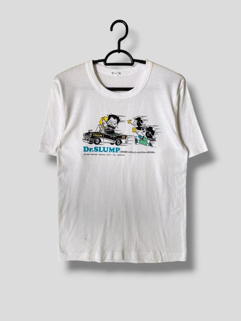 Vintage 90s Dr. slump T-Shirt Shueisha funny cartoon casual outfit single stitch tee white Small