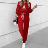 Conjunto Navideño de Dos Piezas para Mujer, Top de Manga Larga con Cuello Redondo y Pantalones Jogger con Cordón, Chándal Casual para Primavera Otoño