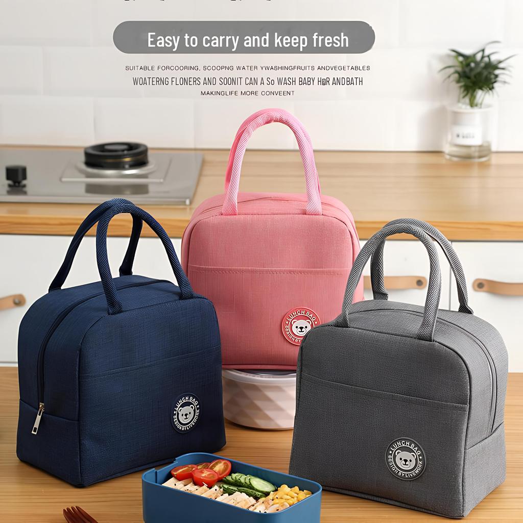 Insulated Lunch Box Bag for Students and Office Workers, Waterproof and Anti-Oil Handbag with Large Capacity and Aluminum Foil Lining