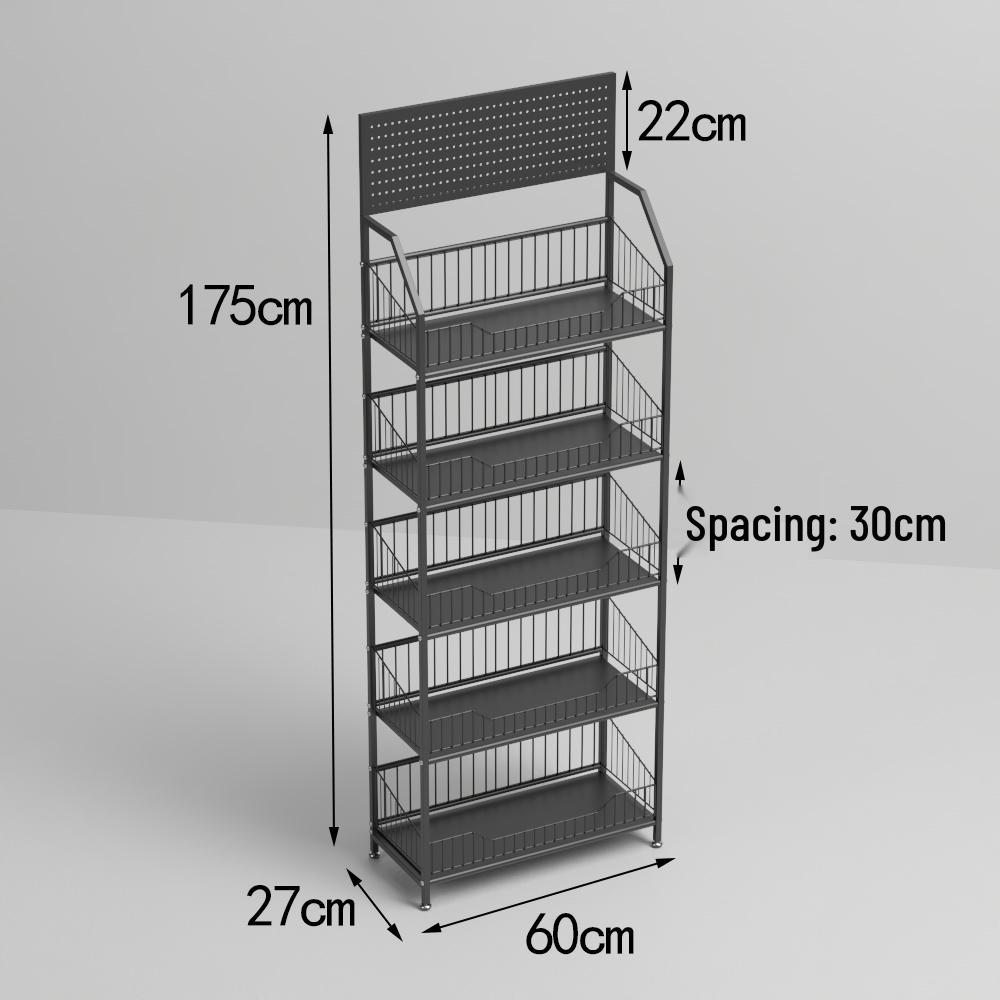 Freestanding Multilayer Snack & Beverage Display Rack for Convenience and Home Use