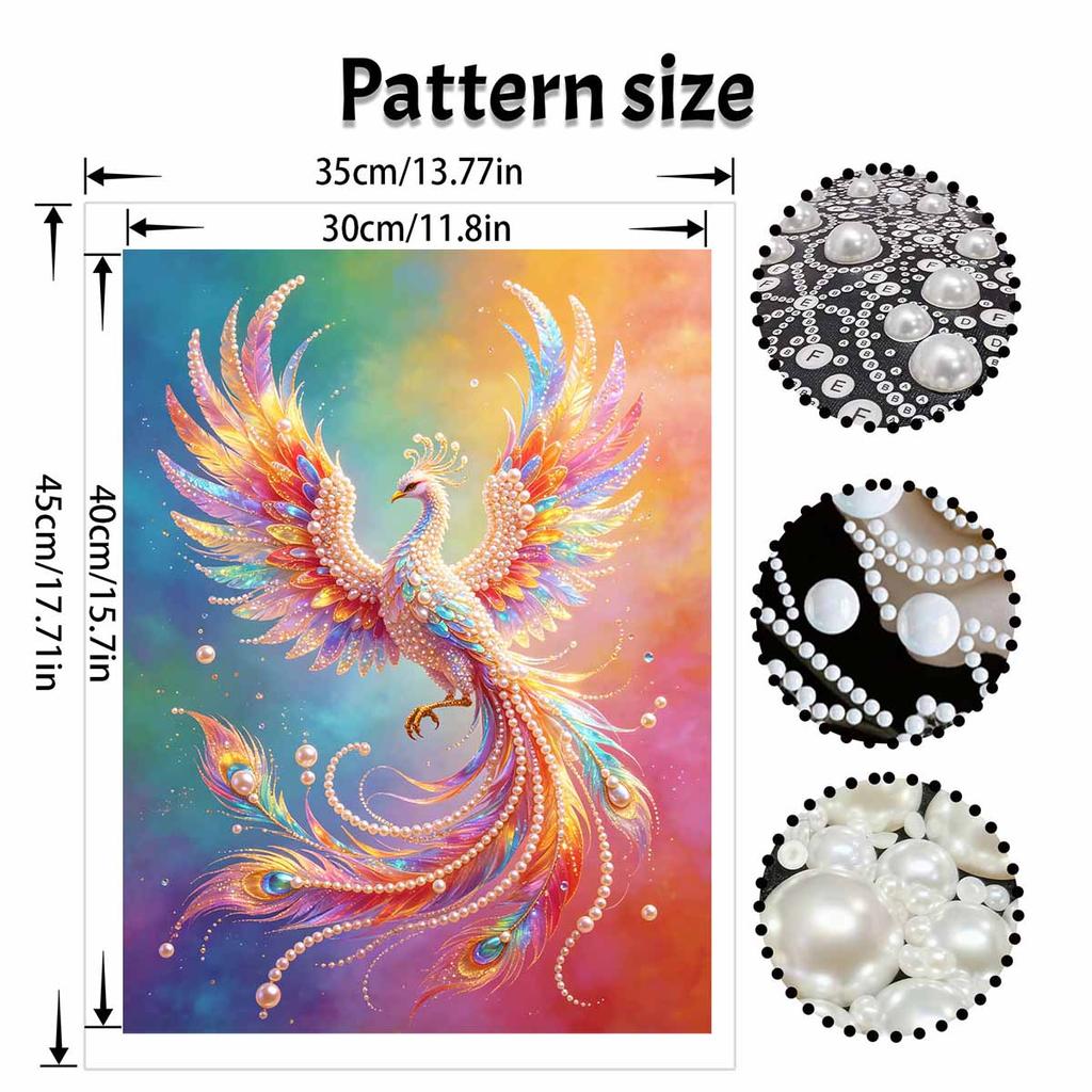 Shiny Pearl Radiant Colorful Phoenix DIY Painting Creative Bead Art Craft Household Wall Decoration Nice Present For Art Hobbyists Home Decor
