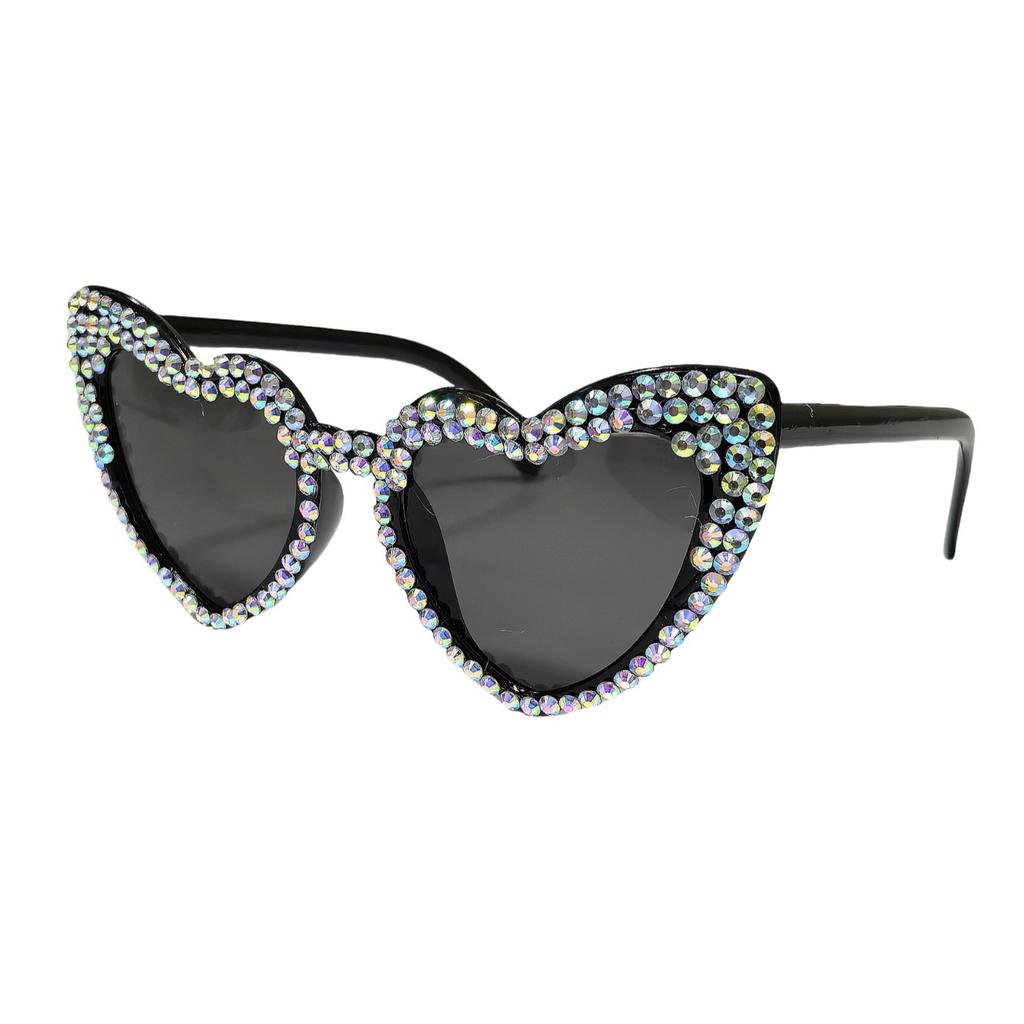 Women Sun Glasses Uv400 Rhinestone Sunglasses Heart Shaped Sunglasses Festive Eye Sunglasses For Parties Daily Outings Light