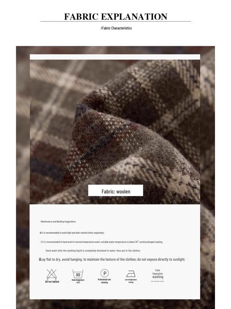 Melanoid Retro Plaid High-Waist Wool Skirt - Women's Trendy Slimming Comfort for Spring/Autumn 2026