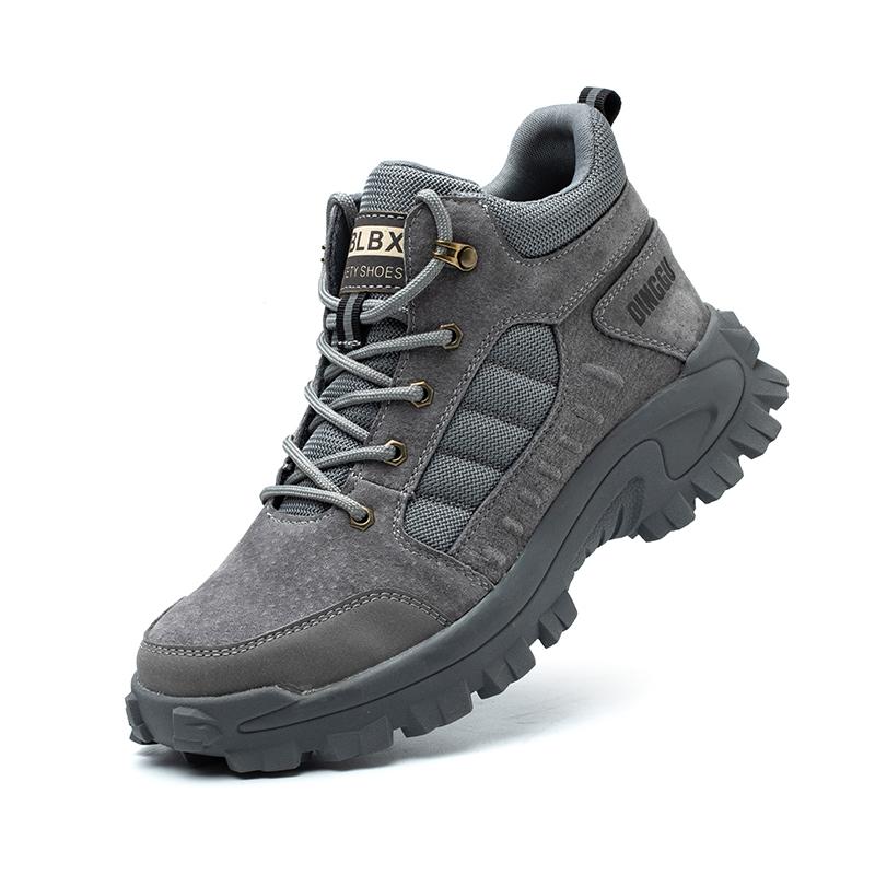 

Fashion Steel Toe Work Boots for Men High Top Safety Shoes Waterproof Safety Boots Man Leather Winter Anti-slip Work Shoes Protective 38 серый