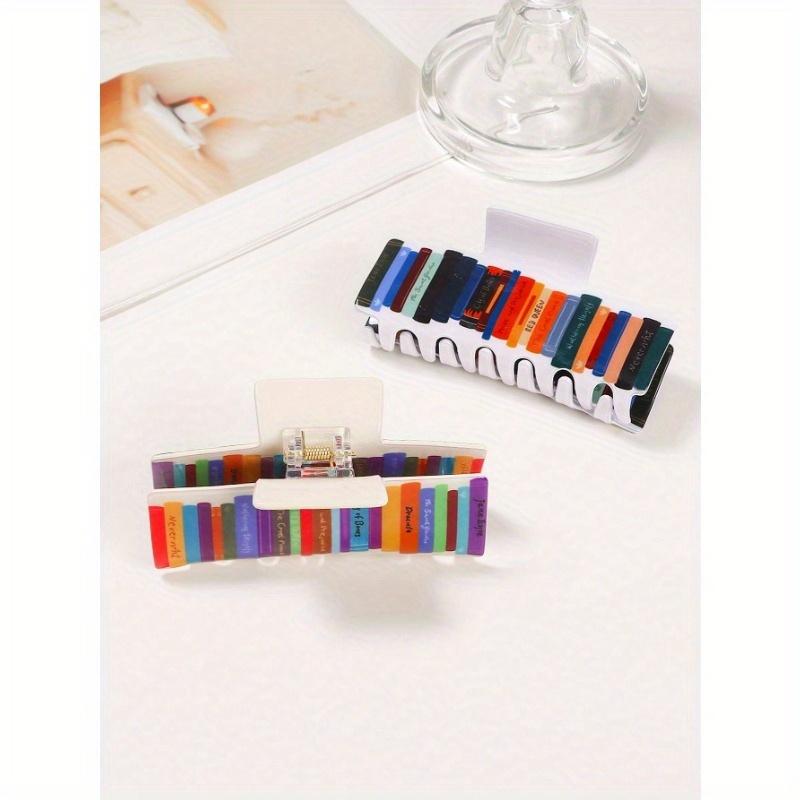 1Pc Fashionable Book Shaped Women's Hair Clip - Perfect Teacher Thank You Gift, Suitable for Thick Hair, Cute PVC Hair Clip Hair Claws Claw Clips