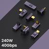 USB C Adaptér s pravým úhlem 240W PD 8K@60Hz Video Nabíjecí adaptér 40Gbps Přenos dat LED světlo Kovový adaptér pro MacBook Pro pro iPad Pro