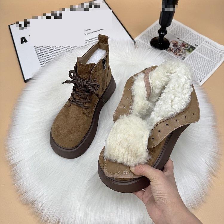 Suede Martin boots winter new small thick-soled heightening piled thickened snow cotton boots