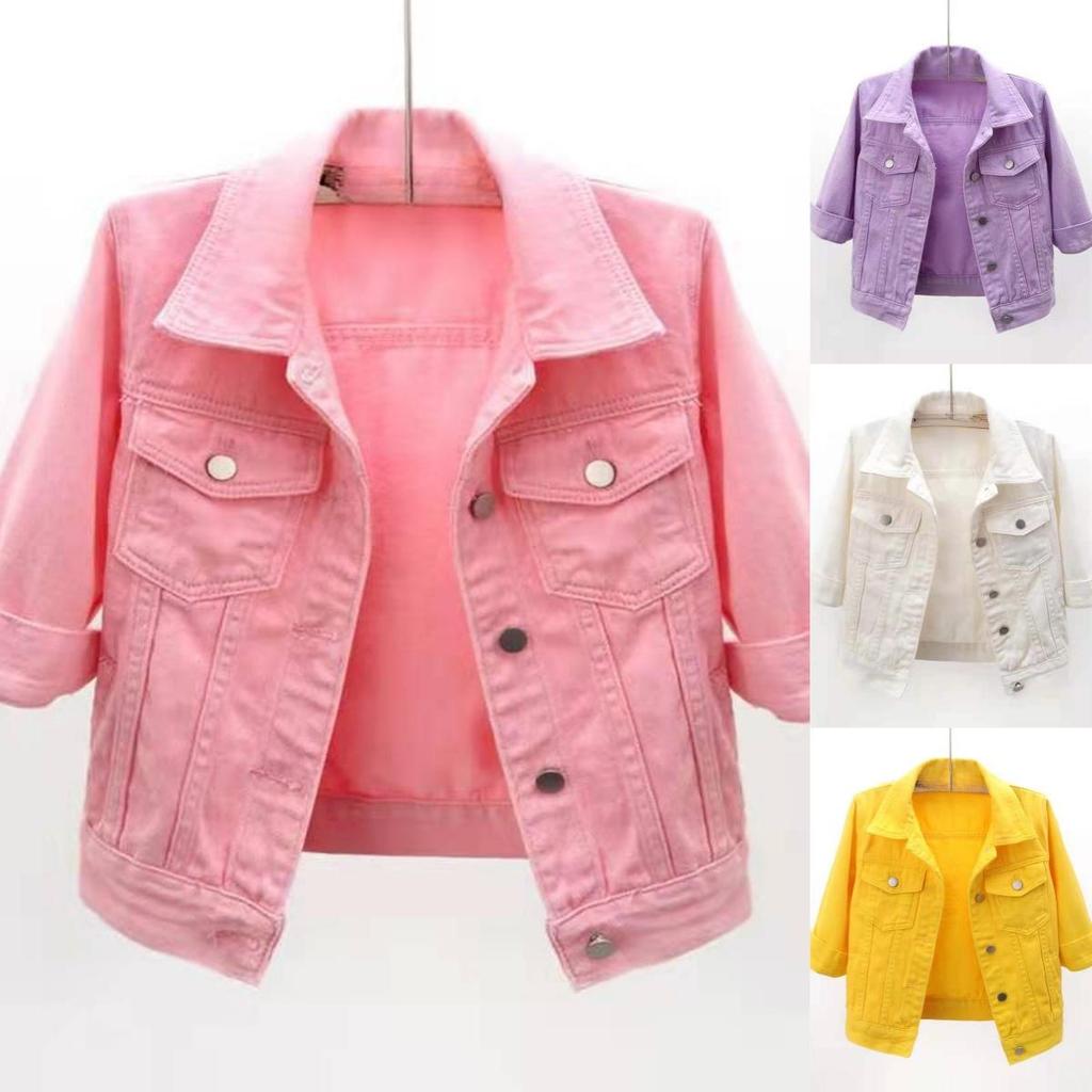 Spring and Autumn Women Short Outer Wear All-match Three-quarter Sleeve Denim Jacket Thin Jacket Student Jacket