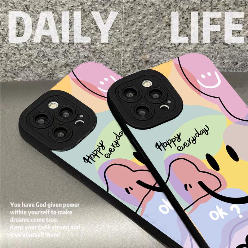 Coque de téléphone pour iPhone 17 16 15 14 13 12 11 Pro Max Plus Mini XS X XR 16e Mignon Sourire Cœur d'Amour Design Bonbon Silicone Souple Housse