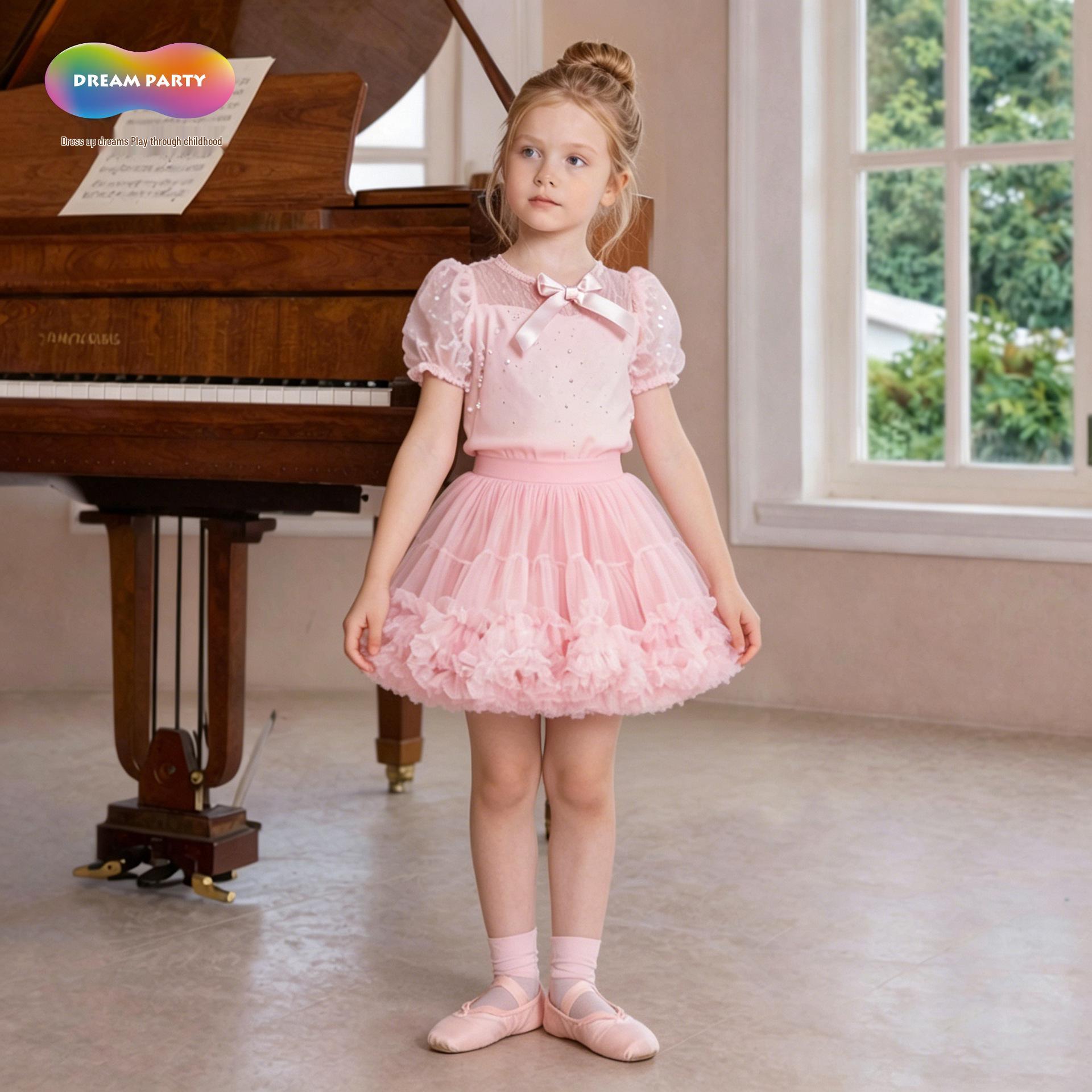 Girls Summer A-line Princess Tutu Skirt - Mesh & Puffy Design for Toddlers and Children 110 cm