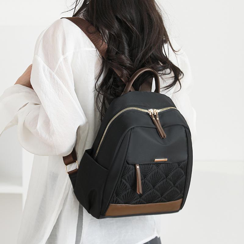 Large-capacity Diamond-pattern Embroidery Backpack, Vintage Student Bag, Shoulder Bag, Water-resistant Bag