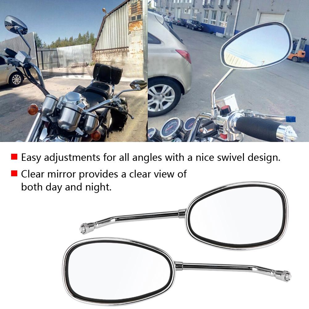 2 pcs Set Motorcycle Black l bar & R Bar Retro Side Rearview Mirror 10mm