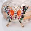 Exquisite Inlaid Rhinestone Flying Wings Butterfly Brooches For Women Men Retro Pink Orange Enamel Insect Animal Pins Jewelry