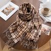 Unisex Korean Plaid Thick Winter Scarf with Tassels - Imitation Cashmere Shawl