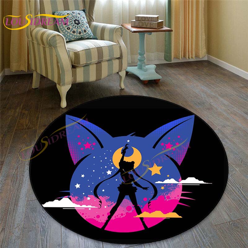 Sailor Moon Round Mat Non-slip Circle Cute Floor Rug Round Area Rugs Living Room Tent Game Children Chair Carpets Play