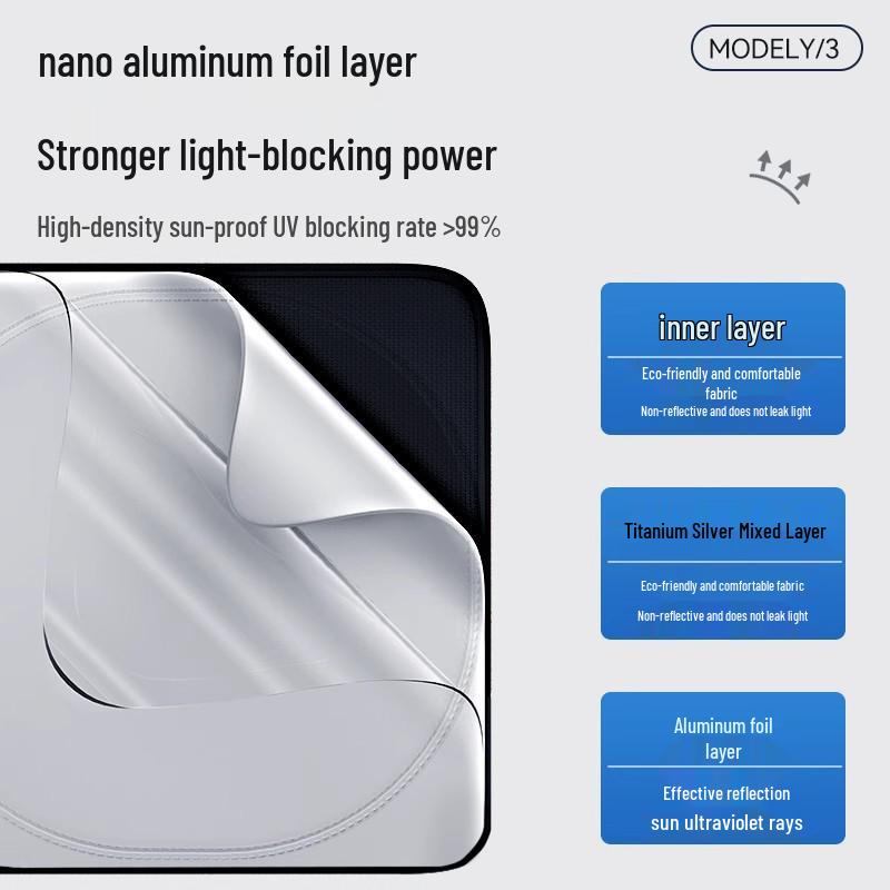 Tesla Model Y/3 Windshield Sunshade: Heat Insulation & Light Blocking