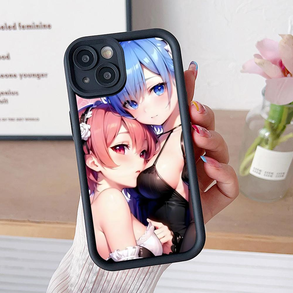 ReZero Rem Ram Thicken TPU Mobile Phone Case for iPhone 17 16 15 14 13 12 11 Air Pro Max Plus Colorful Cover