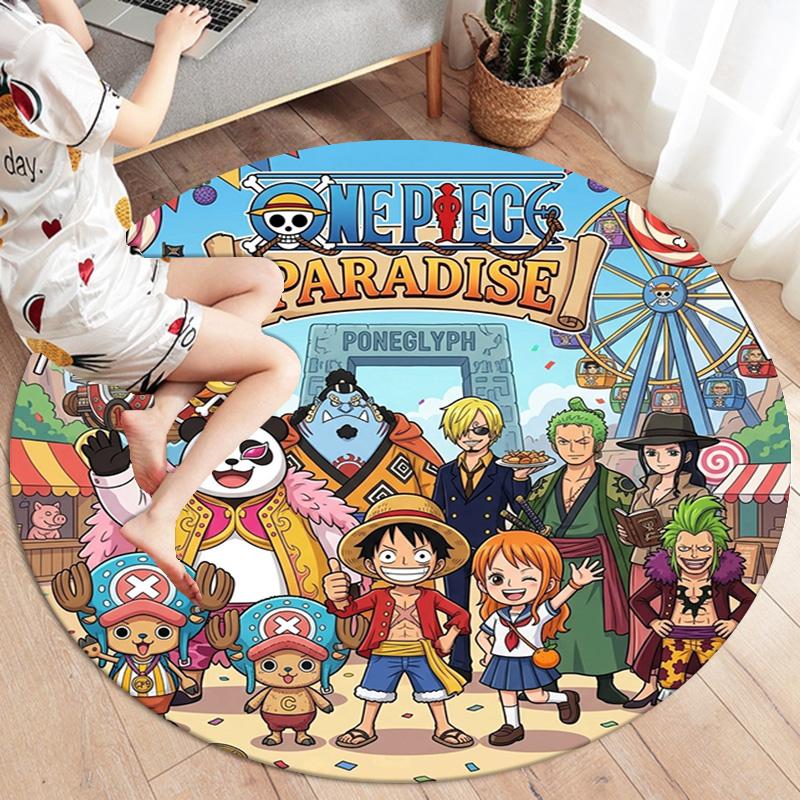 One Piece Art Round Area Rug Carpet Rug For Living Room Bedroom Sofa Playroom Decor Nonslip Floor Mat