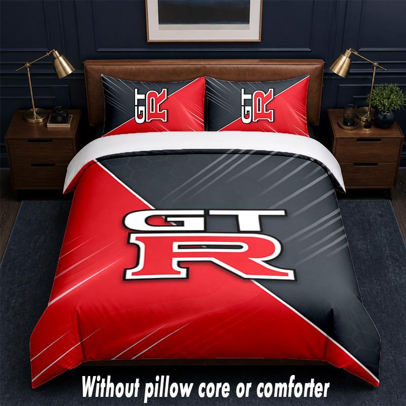 Nissan GT-R Design Bed Bedding Set 1 Duvet Cover + 2 Pillowcases Soft Breathable Household Bed Linens