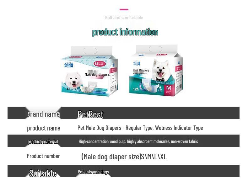 Disposable Male Dog Diapers for Teddy, Bichon Frise, and More - Pet Sanitary Underwear