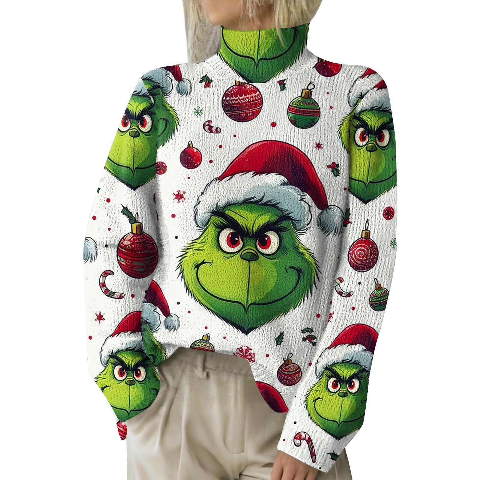 

Рождественские толстовки для женщин Вязаный свитер Милая рубашка Осенняя водолазка Пуловер Топы XXL