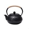 Bamboo Leaf Teapot Cord Wrapped Handle Hammered Cast Iron Snug Lid Japanese