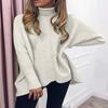 Fashion Women Casual O-Neck Turtleneck Solid Color Long Sleeve Pullover Sweater