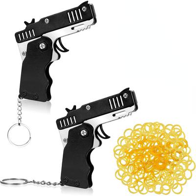 Pack of 2 Rubber Band Gun Toy,Easy Load Foldable Handmade Toy Gun,120 Rubber Bands,Foldable,Soft Elastic Rubber Bands Launcher Teenager Shooting Game