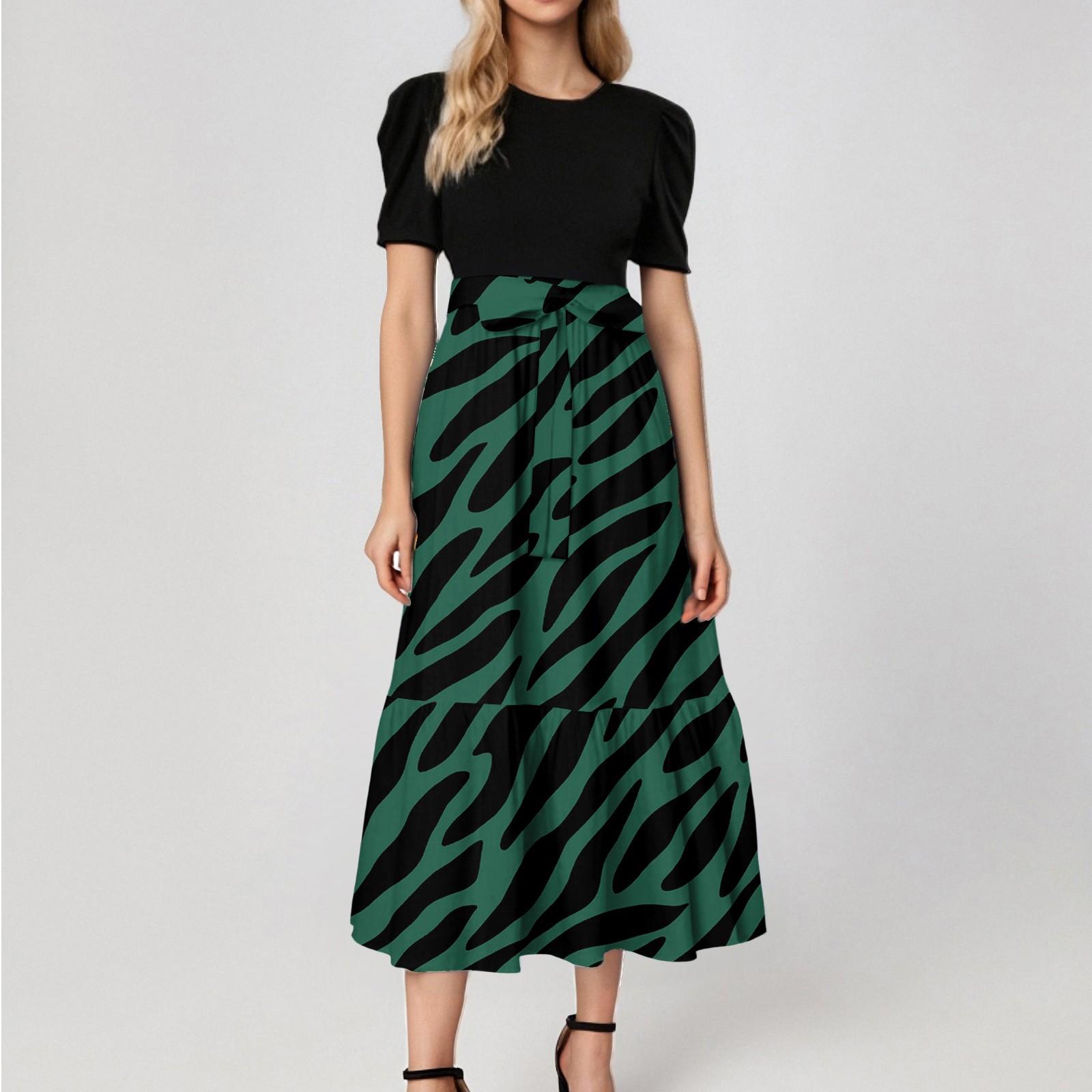 

Женское модное повседневное платье с коротким рукавом и круглым вырезом с цветочной вышивкой, элегантное, темпераментное S