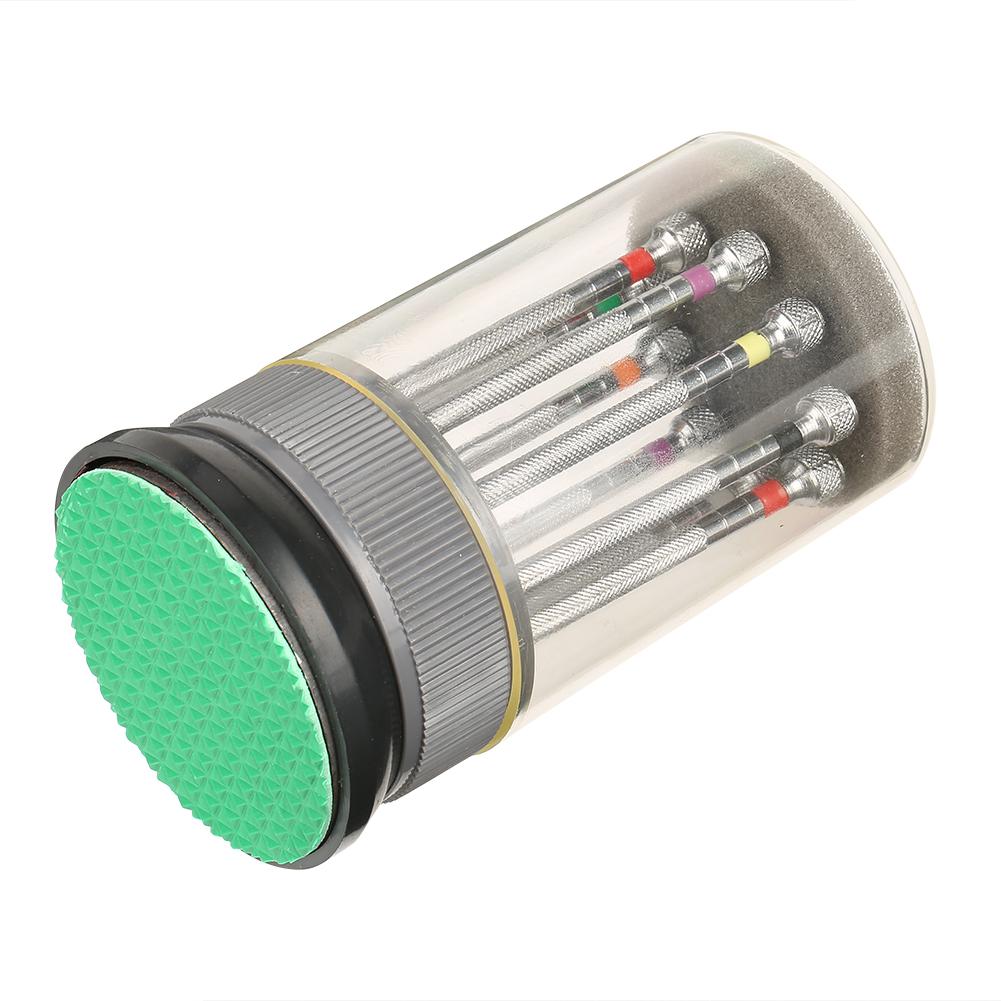 9Pcs Set Watch Slotted Screwdriver Set Repair Watchmakers Tools with Swivel Base Plate