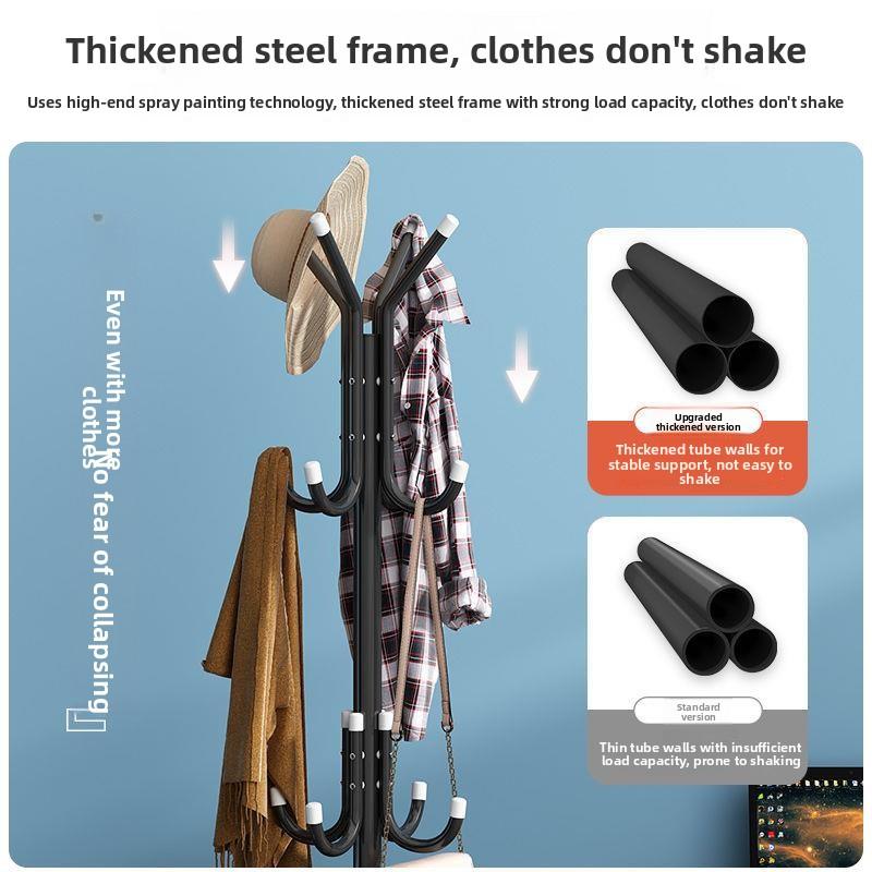 Ele Iron Art Floor Standing Clothes Hanger European Simple Entrance Coat Ra Creative Design Non-Slip Structure Metal Body