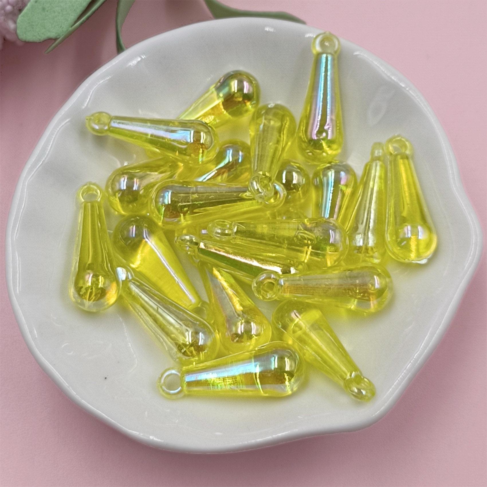 

20 шт. 8*22 мм волшебный цветной кулон AB цветной шарик в виде капли воды, разбросанные бусины, сделай сам, прозрачные аксессуары для волос, вышитые вручную, аксессуары для одежды, аксессуары жёлтый