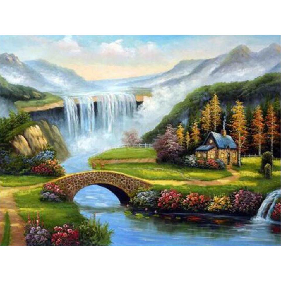 5D Diamant Malerei Landschaft Wasserfall DIY Runde Diamant Stickerei Kreuz Stich Malerei Mosaik Strass Bild Dekoration