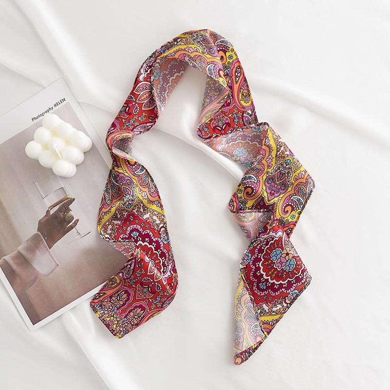 

Dopamine simulation silk scarf women s spring new printed versatile streamer scarf girls headband high-end headscarf 9*120CM
