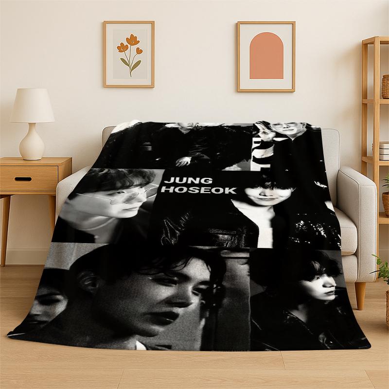 Kpop BBTS Kim Seok Jin Singer Flannel Blanket Soft Warm Throw Blanket for Bedroom Living Room Bed Travel Camping Picnic Gift