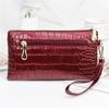 Patent Leather Women's Wallets Fallow Long Ladies Double Zipper Wallet Clutch Bag Design Red Purse Crocodile Purses