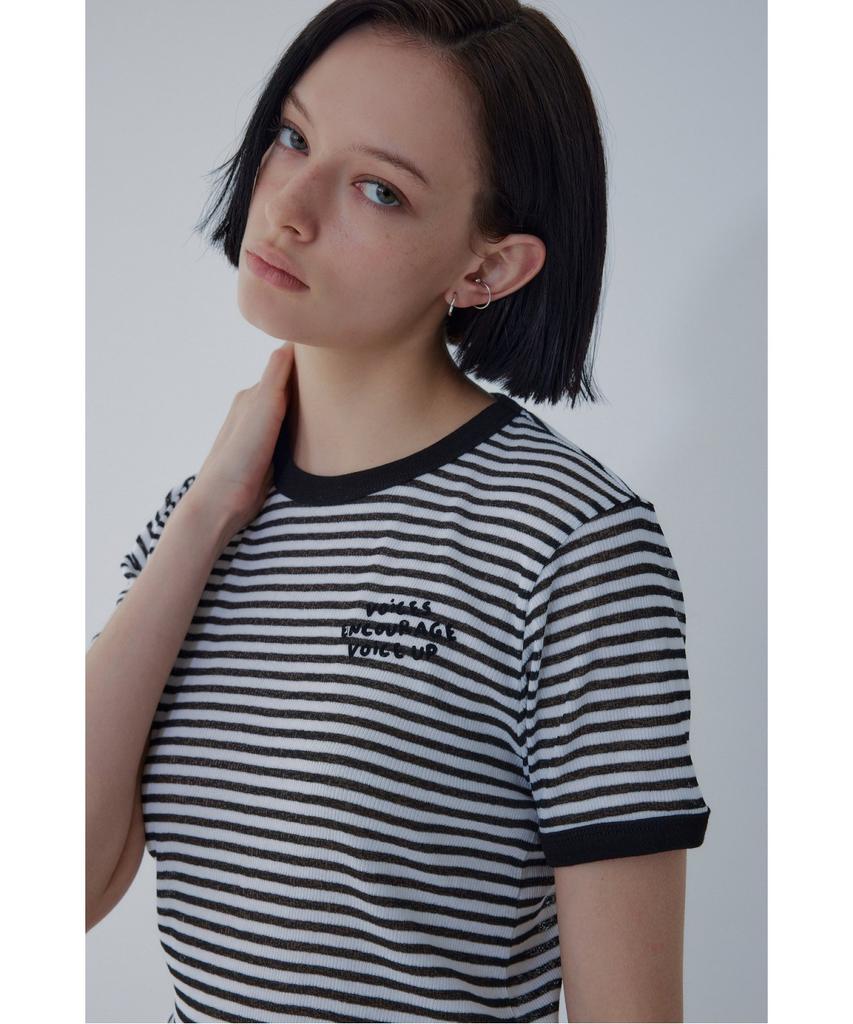 Bobeu Striped Ringer T-Shirt_Black_7156240004