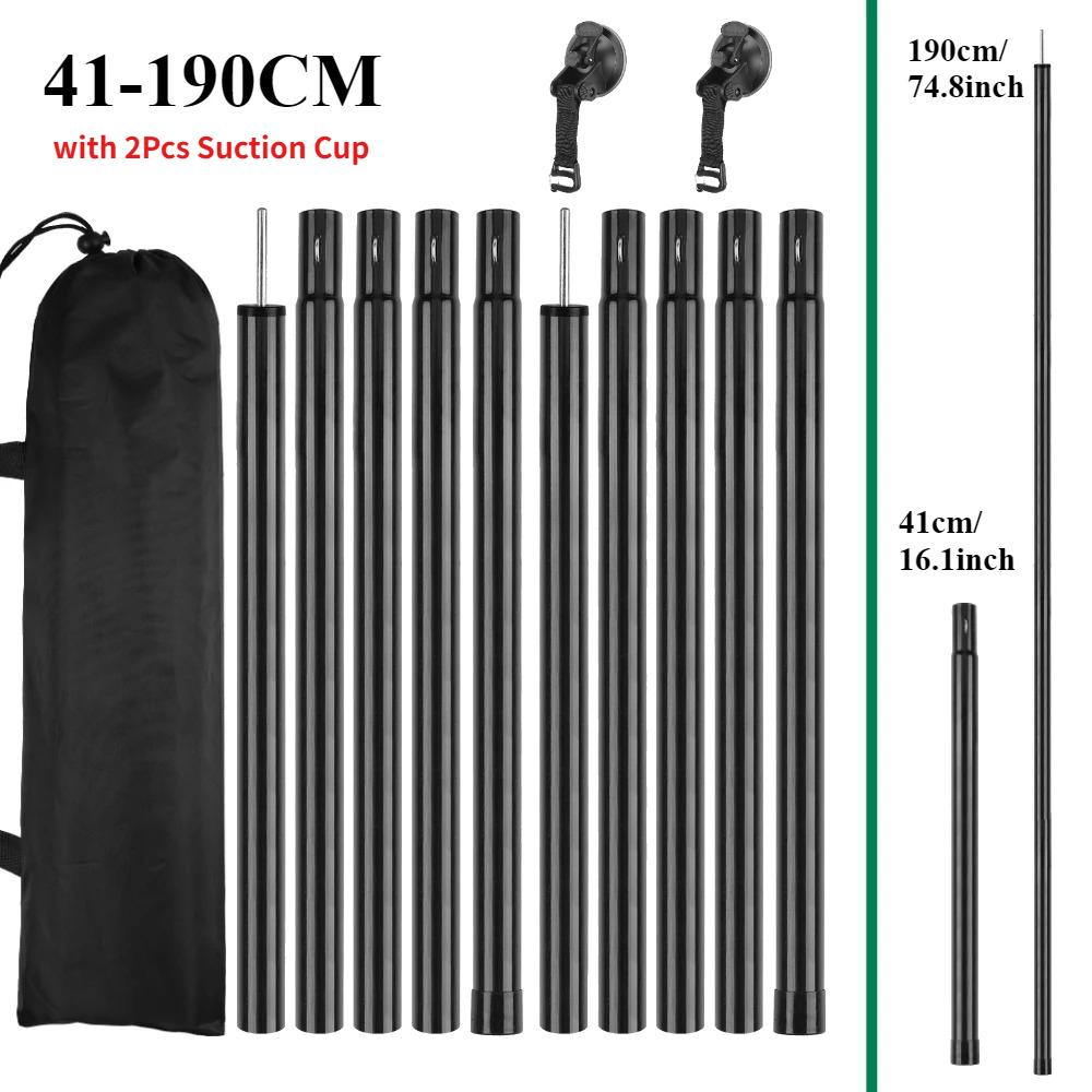 Car Tent Telescopic Pole with 2/4Pc Suction Cup Adjustable Aluminium Alloy Tent Rods for Trailor Hiking Camping Awning Shelters