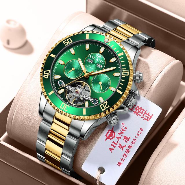 AILANG Luxury Black Red Case Multi-function Sports Tourbillon Watches Waterproof Automatic Mechanical Watch Men Reloj Hombre
