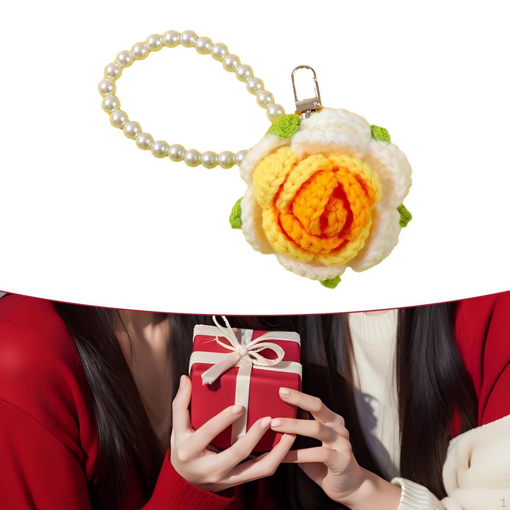 Rose Key Chain Bag Keyring Gift Stylish Accessories Charm Handwoven Pendant Keychain for