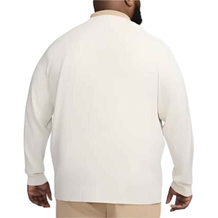 Nike Logo Print Pullover Crew Neck Long Sleeve Sweater Men Sweater Beige FQ8832-072