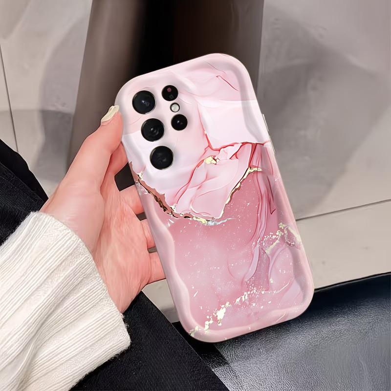 Case for Samsung Galaxy S26 S24 S23 S25 Ultra Plus FE A57 A56 A55 A54 A37 A36 A17 A07 A16 A15 5G Pink Marble Pattern Phone Cover