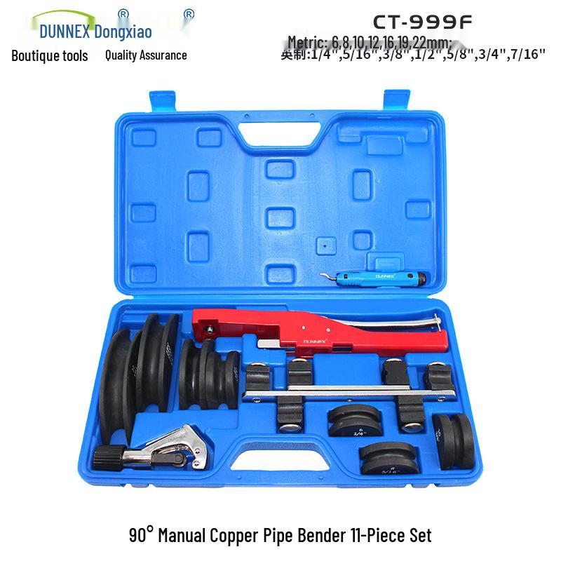 CT-999F Manual Copper Pipe Tube Bender, 6-22mm, with Labor-Saving Ratchet Drive & Nylon Rollers